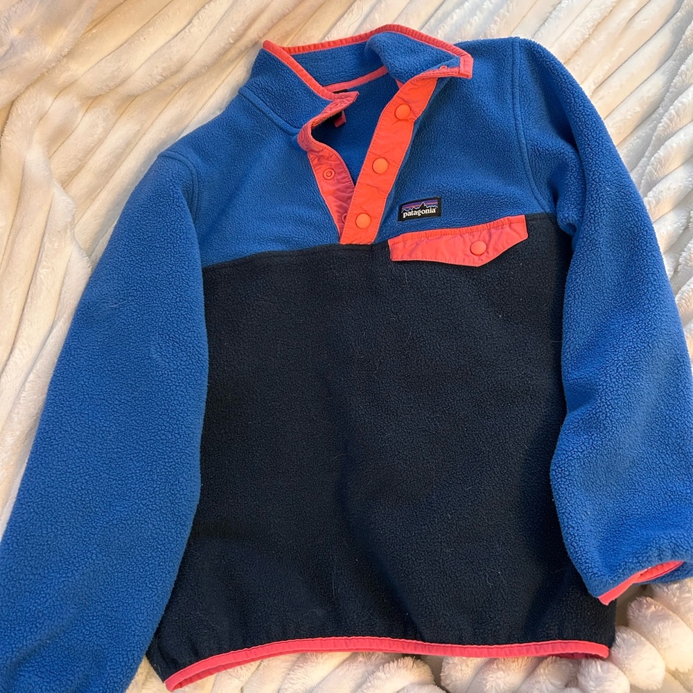 Patagonia Blue and Black Fleece with Red Trim